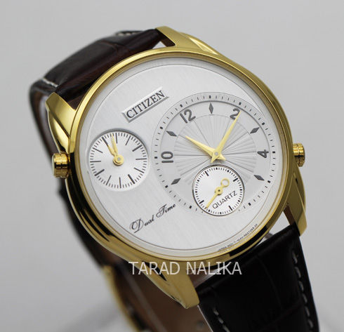 นาฬิกา-citizen-gent-dual-time-quartz-ao3032-02a-เรือนทองสายหนัง-ของแท้-รับประกันศูนย์