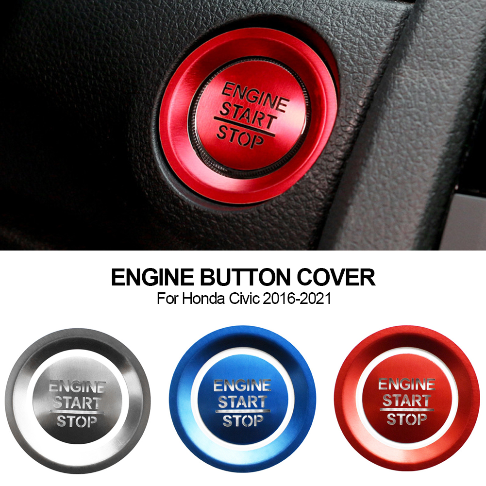 Ceyes Blue Engine Start Stop Button Trim Push to Start Button Ring Ignition Key Ring Trim Sticker for 10th Gen Honda Civic 2016 2017 2018 2019 