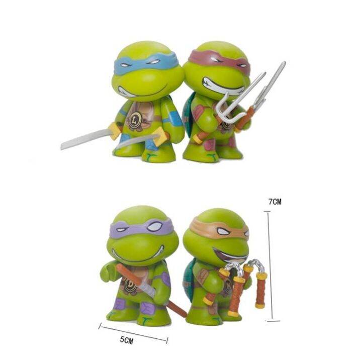 รูปเต่าอนิเมะนินจาวัยรุ่นกลายพันธุ์4ชิ้นเครื่องประดับรถตุ๊กตารูป-tmnt-รุ่น-q-อุปกรณ์เสริมที่สร้างสรรค์ทำด้วยมือของเล่นสำหรับตกแต่ง