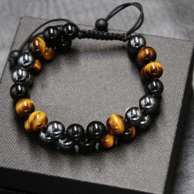 8 Bracelet Black Luck Good Beads Mens Mm Obsidian Hematite Crystal Eye Treatment