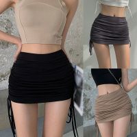 ✠☂♧ Women Sexy High Waist Drawstring Elastic Summer Inside Shorts Skirt