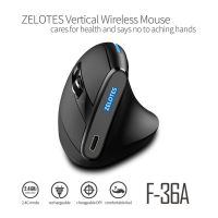 ZZOOI ZELOTES 2.4G Wireless Rechargeable Mouse F-36A 6 Buttons Optical Vertical Mouse 2400 DPI Adjustable Computer Gaming Accessories