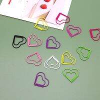 50Pcs Heart Bookmark Metal Paper Clip Decor Colorful Book Note Decoration Binder Clip Stationery