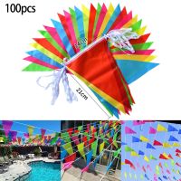 50 Meters Bunting Triangle Flags Wedding Festival Pennant String Banner Buntings Colorful Birthday Outdoor Buntings Decor