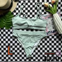 ? SHEIN BIKINI ชุดว่ายน้ำแฟชั่น ชุดว่ายน้ำสีเขียวอ่อน พร้อมส่งจากไทย LIGHT GREEN SIZE L #SHGRN0059