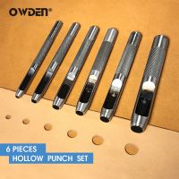 OWDEN ชุดเจาะหนัง6ชิ้น1/8 "5/32" 3/16 "7/32" 1/4 "5/16" ที่เจาะรูเจาะเข็มขัดทำด้วยมือกลม