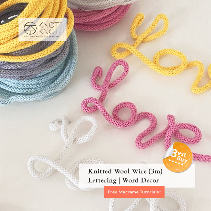 Knitted Wool Wire Lettering Macrame Diy