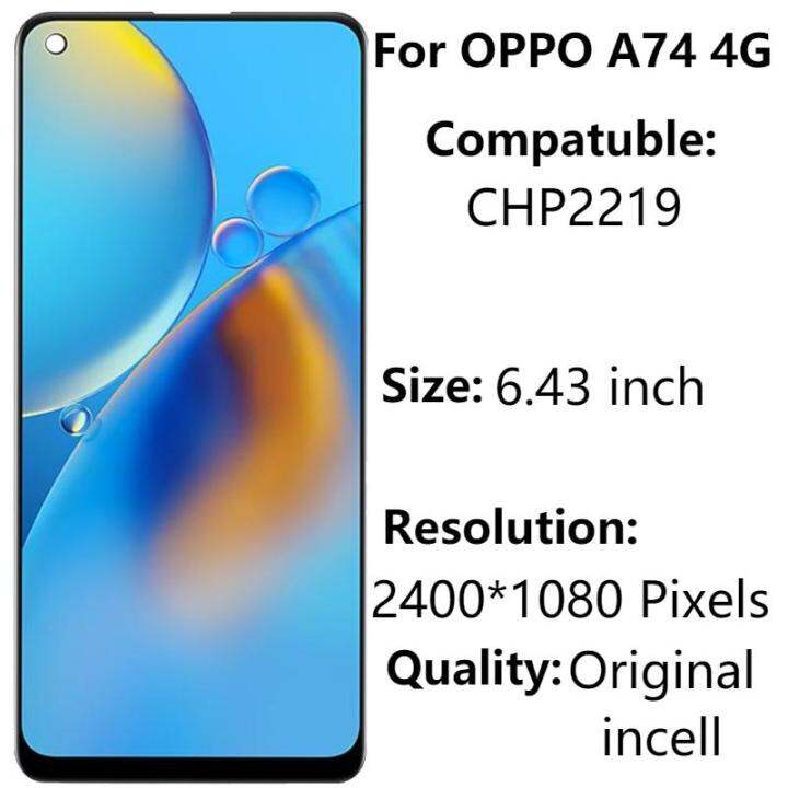 6.43" Original AMOLED For OPPO A74 4G CPH2219 LCD Display With Frame