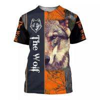 2023Fashion Trend T-Shirt Summer Men Animal Wolf Hunting Tattoo 3D Print T-Shirt Harajuku Casual Camouflage Oversized Graphic Tees