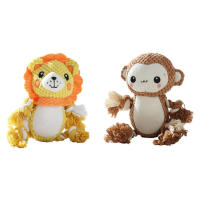 Puppy Teething Toys Squeaky Dog Toys for Aggressive Chewers Lion or Monkey Cute Dog Toy Supplies for Small Medium and Large Pets Supports Active Biting stunning