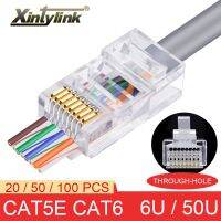 Xintylink ตัวเชื่อมต่อ Rj45 Cat6 Cat5e 50U/6U ปลั๊กสายเคเบิลอีเทอร์เน็ต Utp ปลาย8P8C Cat 6ช่องเครือข่าย Lan แจ็ค Cat5คุณภาพสูงอินเทอร์เน็ต