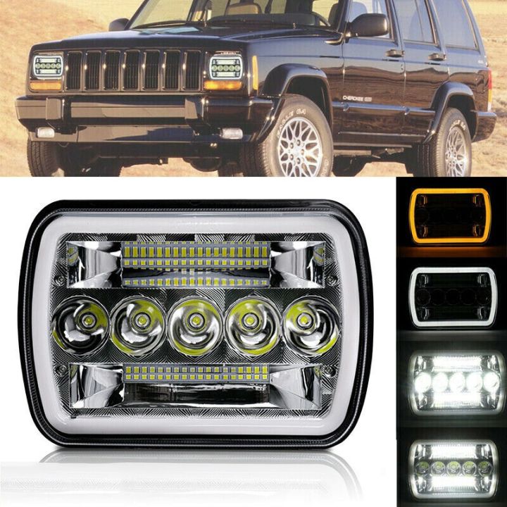 5X7Inch 7X6Inch LED Headlight Hi-Lo Beam Halo DRL for Jeep Cherokee XJ Wrangler  YJ 