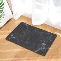 Geometric Marble Kitchen Entrance Door Mat Flannel Carpet Doormat Black White Indoor Floor Mats Anti-Slip Rug