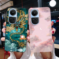 สำหรับ Oppo Reno 10 Pro เคสผ้าหุ้มหลังทาสีมังกรปลอกซิลิโคนนิ่มสำหรับ Oppo Reno 10 Pro Plus Reno10 Pro + 5G เคสโทรศัพท์