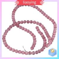 LIAOYING ตาแมวสำหรับแมว ลูกปัดสีชมพูลูกปัด 8mm คะ สีชมพูอมชมพู ลูกปัดรูปแมว 96ชิ้นค่ะ ลูกปัดหินอัญมณี ดีไอวาย