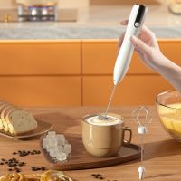 Electric Egg Beater 3 Speeds Mini Stirrer Whipper Stainless USB Rechargeable Adjustable 1500mAh with TYPE-C/Mixing Head Wireless