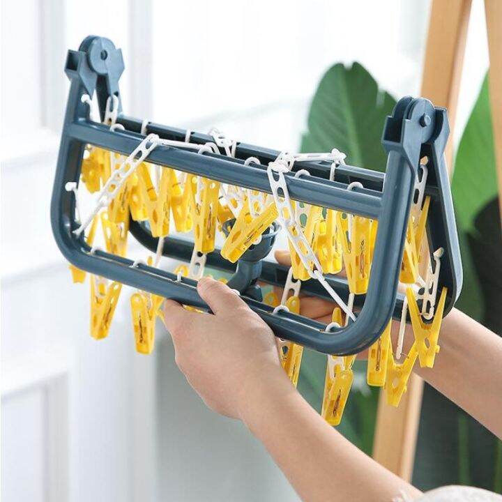 thickened-32-clips-folding-clothes-dryer-hanger-multi-clip-clothespin-hanger-household-windproof-socks-underwear-drying-rack-clothes-hangers-pegs