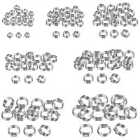 130-Piece 304 Stainless Steel Hose Clamp Assortment Kit Single Ear Clamp Crimp Rings for Pipe Fixing