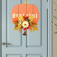 Wall Hanging Door Hanging Simulation Pumpkins Pumpkin Cards Maple Leaves Pendant for Thanksgiving Halloween Autumn Decor