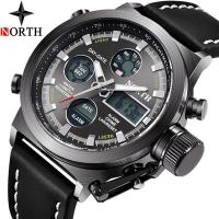 ร้อน, ร้อน★NORTH Top Brand Luxury Mens Watches LED Digital Quartz Watch Men Casual Waterproof Sport Chronograph Watch