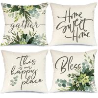Set of 4 18X18 Spring Pillow Covers Farmhouse Throw Pillows Pillowcase for Couch