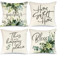 Set of 4 18X18 Spring Pillow Covers Farmhouse Throw Pillows Pillowcase Home Decor Pillowcase for Couch