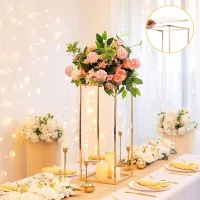 Metal Column Flower Stand Gold Flower Floor Stand Rectangular Iron Art Rack For Wedding Party Birthday Event Decor Cleaning Tools