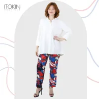 ITOKIN PANTS กางเกงผ้าซาตินพิมพ์ลาย Signature  W5L905