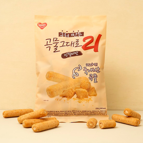 noona-mart-ขนมเกาหลี-เกมิ-ธัญพืช21ชนิด-รส-อินจอลมี-แป้งโมจิ-kemy-injeolmi-grain-roll-150g