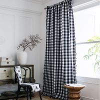 【YD】 Curtain Half Blackout Cotton Yarn Dyed Tassel for Bedroom Window Finished