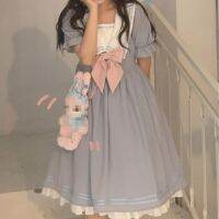 Kawaii ชุด2021ฤดูร้อน Lolita ผู้หญิงญี่ปุ่นหวานน่ารักพัฟแขน Vintage Sundress Preppy สไตล์ Outfits