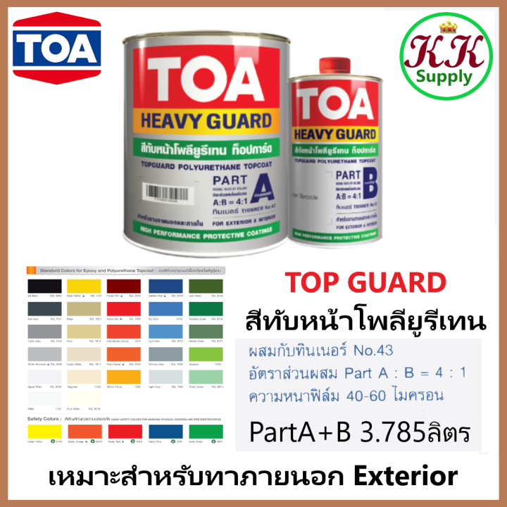 toa-topguard-pu-enamel-สี-โพลียูริเทน-ทีโอเอ-ท็อปการ์ด-อีนาเมล-ขนาดรวม-2-ส่วน-3-785-ลิตร-สี-พียู-ทอปการ์ด-สี-pu-ระบบ-2k-สองส่วน-ใช้-ภายนอก-exterior