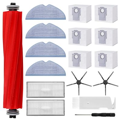 Accessory Set for Roborock S7 Pro Ultra/S7 MaxV Ultra, 6 X Dust Bags, Main Roller Brush Robot Vacuum Cleaner Spare Parts