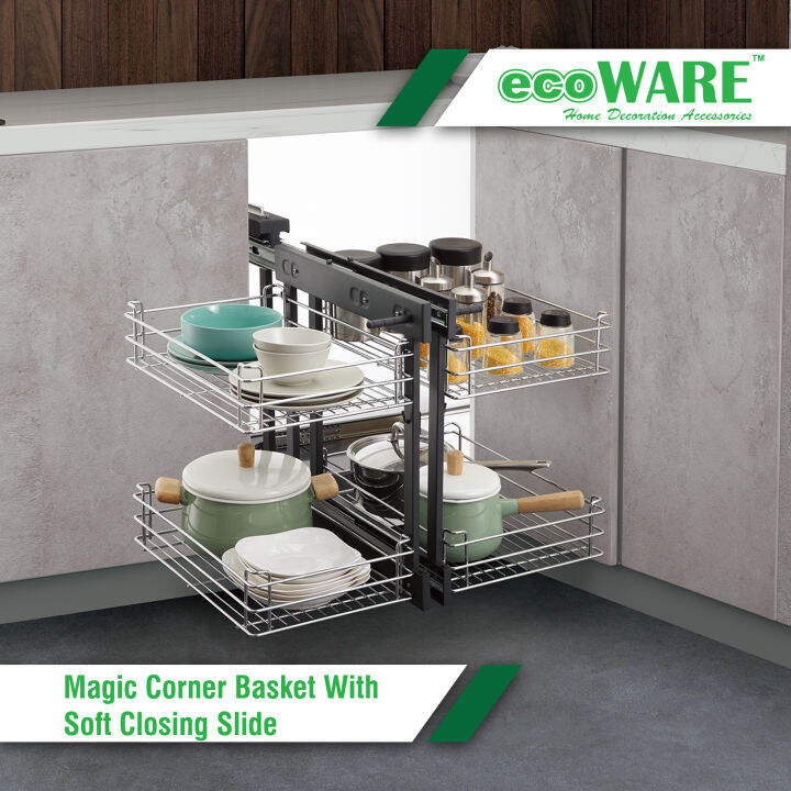 ecoWARE Magic Corner Basket With Soft Closing Slide High Performance