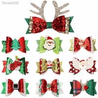 ☇■❁ 3 quot; Christmas Glitter Bow Hair Clip For Children Cartoon Hairpins Baby Snowman Barrettes Ornament Hairgrip Party Hair Accessoires