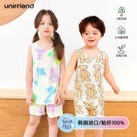 unifriend ชุดนอนฤดูร้อนสำหรับเด็กเด็กหญิงเด็กชายแบบบางแขนตัดชุดลำลองผ้าไหมน้ำแข็ง a คลาส ~