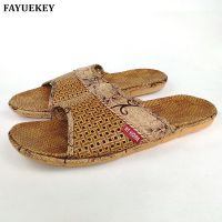 [A NEW HOT] FAYUEKEY 2020บ้านผ้าลินินระบายอากาศรองเท้าแตะผู้ชายในร่มชั้นชายหาดชายลินินรองเท้าแตะสไลด์รองเท้าแบน