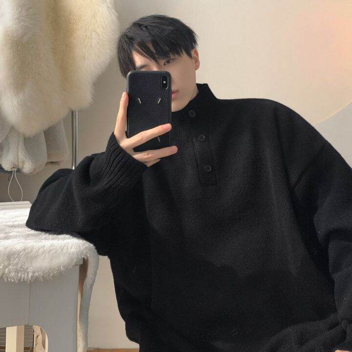 hnf531-yipinyouyou-simple-youth-popular-เสื้อแขนยาวใหม่อินเทรนด์-pullover-ผู้ชายสบายๆสีทึบ-stand-collar-ถัก-men