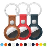 ◐ Leather keychain for apple Airtags protective shell bumper shell tracker scratch-resistant accessory badge key ring