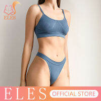 ELES Seamless Tanks Tops Bra ชุดสำหรับสตรี Low-rise Underpants Soft Bralette ชุดชั้นในบิกินี่ผ้าฝ้ายไร้สาย Crop Top