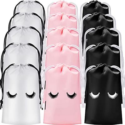 60 Pcs Lash Bags Toiletry Aftercare Bags Drawstring Cosmetic Pouch Empty Purse Case Organizer for Women 4X6 Inch