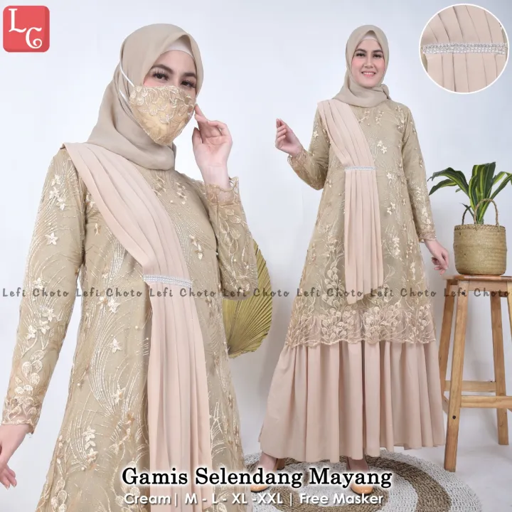 Bisa Cod Kebaya Gamis Selendang Mayang Dress Free Masker Gamis Wanita Terbaru Gamis Modern Gamis Pesta Lazada Indonesia