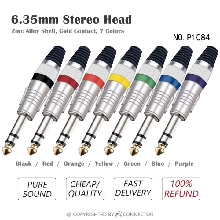 10pcs-mono-stereo-jack-6-35mm-wire-connectors-audio-speaker-6-35mm-amplifier-microphone-ts-trs-plug-nickel-plated