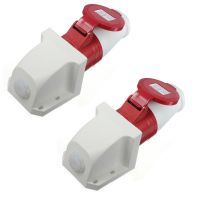 ✙❖▼ 2X 16 Amp 5 Pin Plug Socket Weatherproof IP44 3 Phase 380-415V 3P N Earth 16A