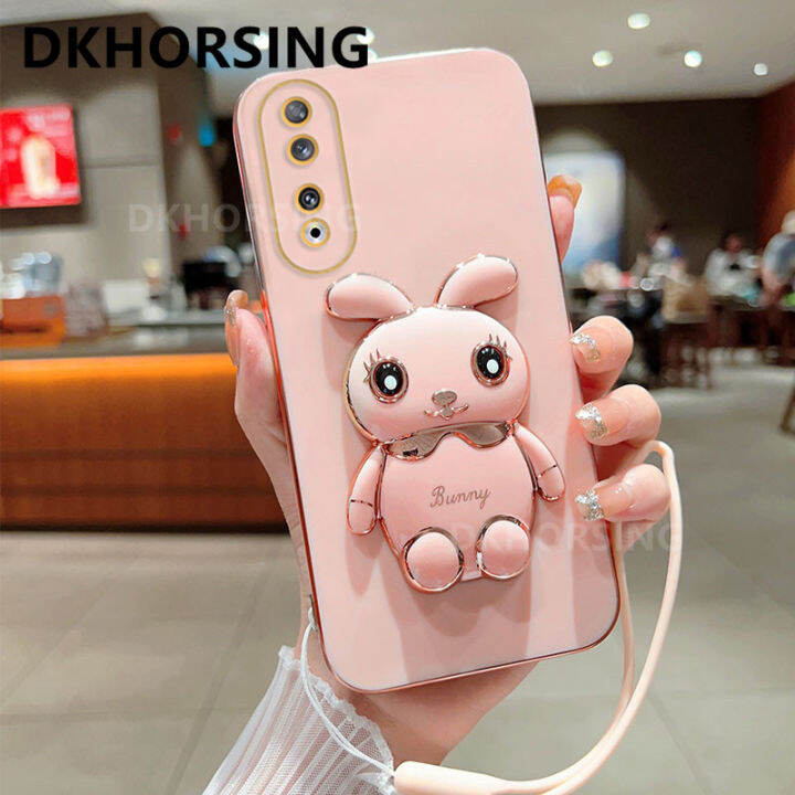 dkhorsing-เคสโทรศัพท์นิ่มเคลือบหรูหราเกียรติยศ90-5g-honor-90-lite-honor-70-lite-เคสกระต่ายน่ารัก-huawei-honor90-lite-ฝาหลัง-honor70-lite-พร้อมสายและที่จับ