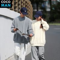 coco-man เสื้อไหมพรมผู้ชาย คอกลมแขนยาว ทรง Oversize สไตล์เกาหลี