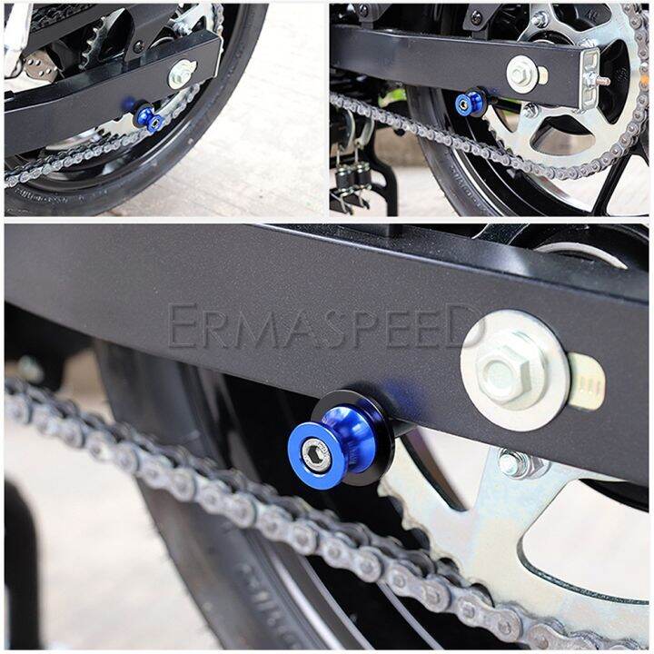 สำหรับ-yzf-r1-r6-r25-r3-r15-r125ขาตั้งจักรยานยนต์สกรู6มม-รถจักรยานยนต์แขนแกว่งแกนม้วนสายอุปกรณ์อะลูมิเนียม-cnc-สกรูยืนเลื่อน