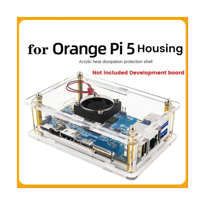 Acrylic Protective Shell Protective Shell for Orange Pi 5 Development Board Special-Purpose with Cooling Fan