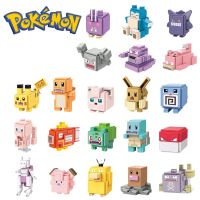 Genuine Pokemon Quest Game Square Pikachu Building Blocks Mystery Toy Charmander Eevee Mew Magikarp Anime Figures Model Doll