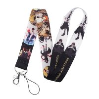 Hot Cartoon Bungou Stray Dogs Lanyards Key Chain Cosplay Anime Ribbon Neck Straps Keychain Mobile Phone USB ID Card Badge Holder